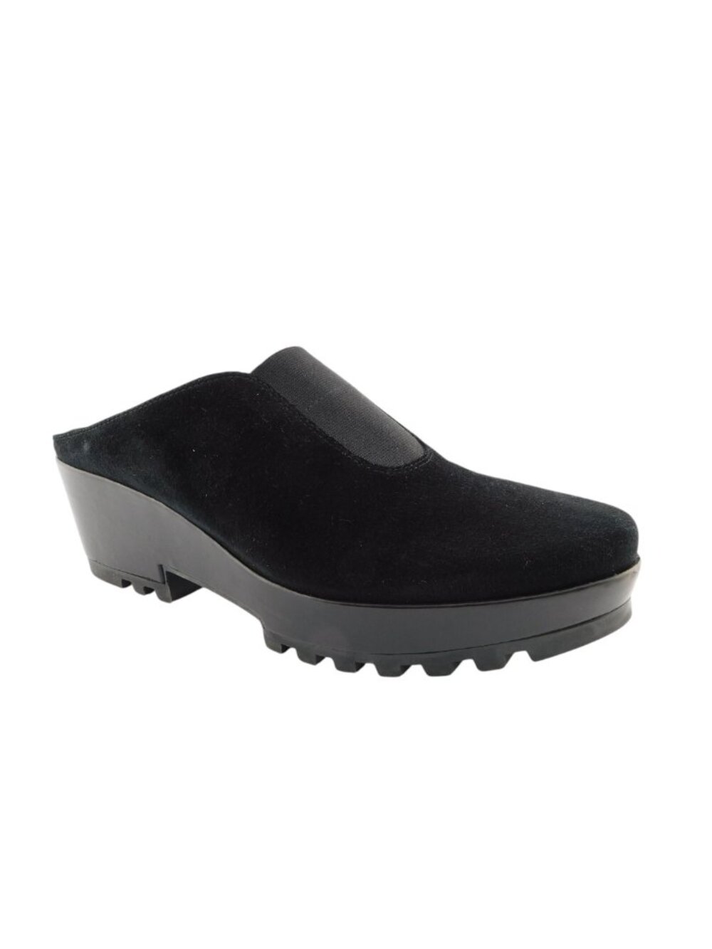 DONALD J PLINER Black Suede Leather Platform Wedge Slide Mules 7.5